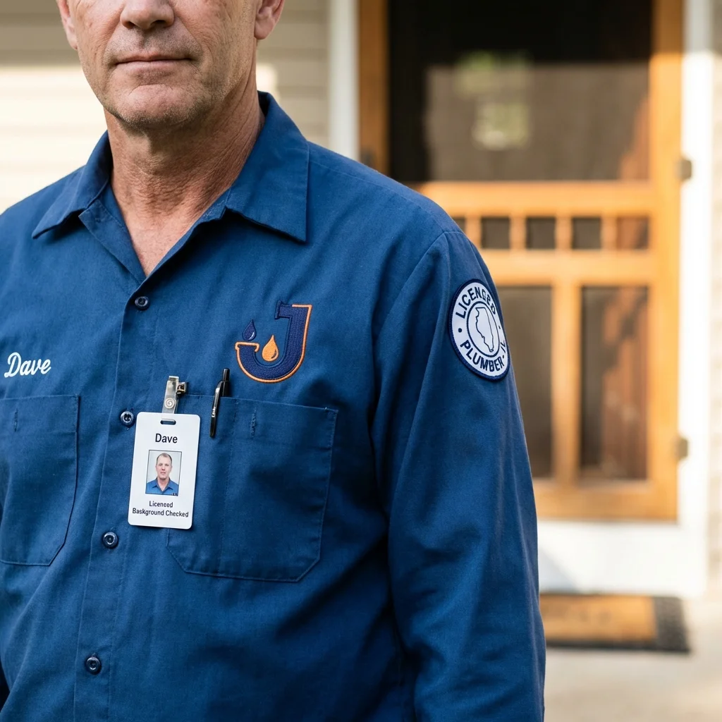 Licensed plumber showing ID badge in Islip Terrace, NY