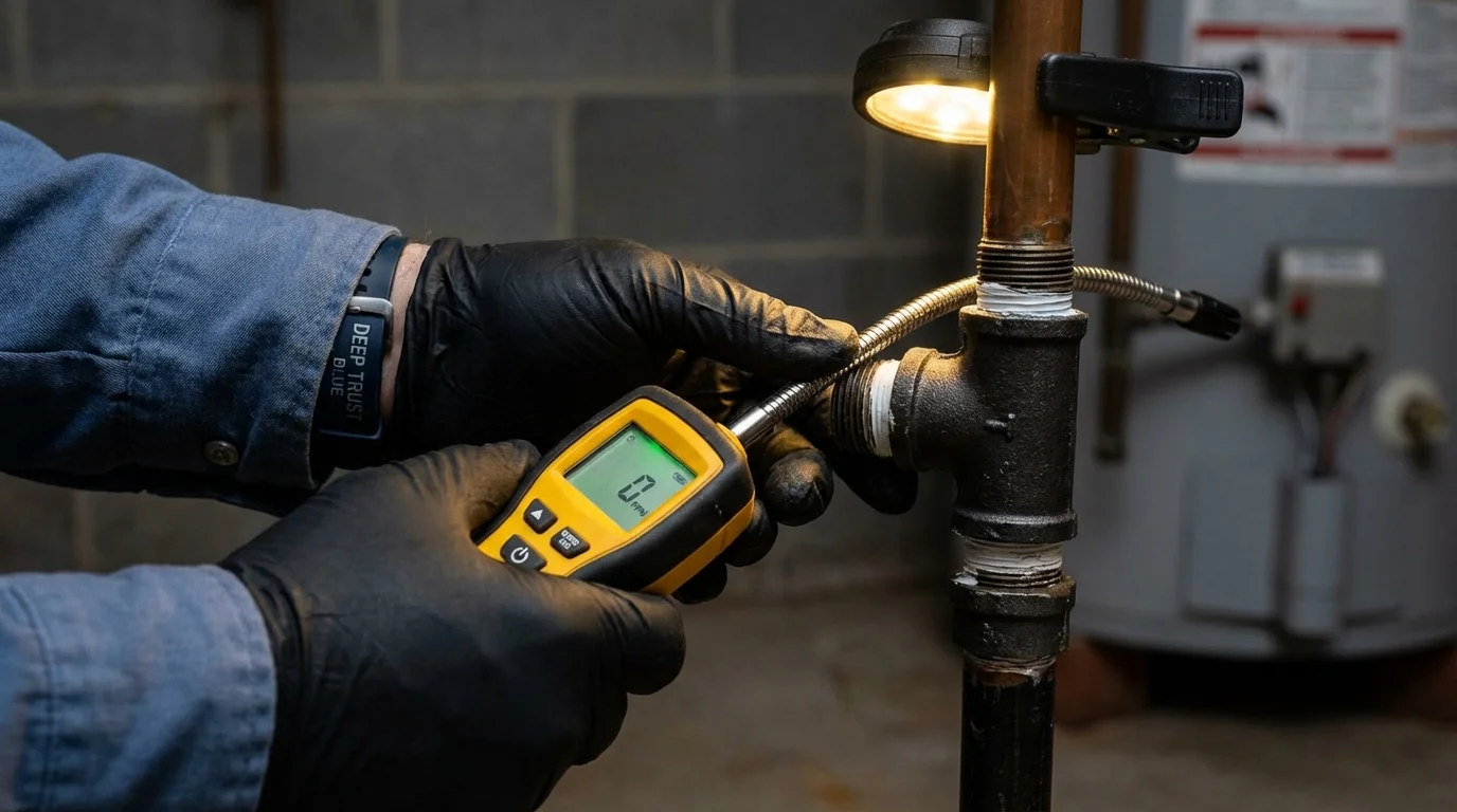 Gas leak detection with electronic sniffer by Johns Plumbing LLC in Islip Terrace